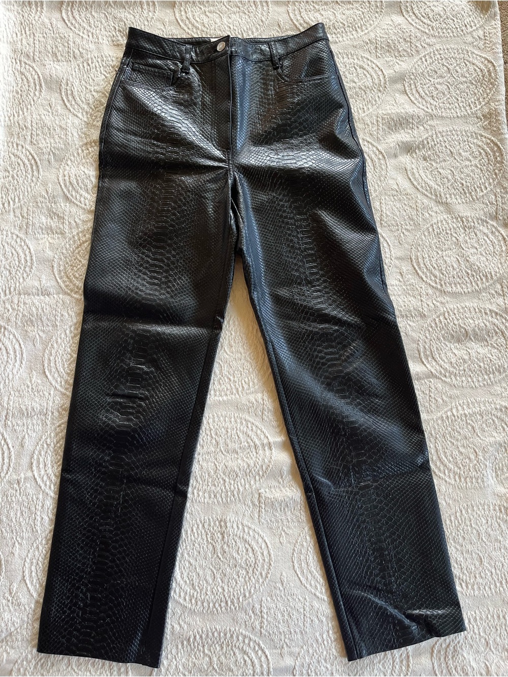 Wilfred The Melina Snake Skin Faux Leather Black Straight Leg Pants